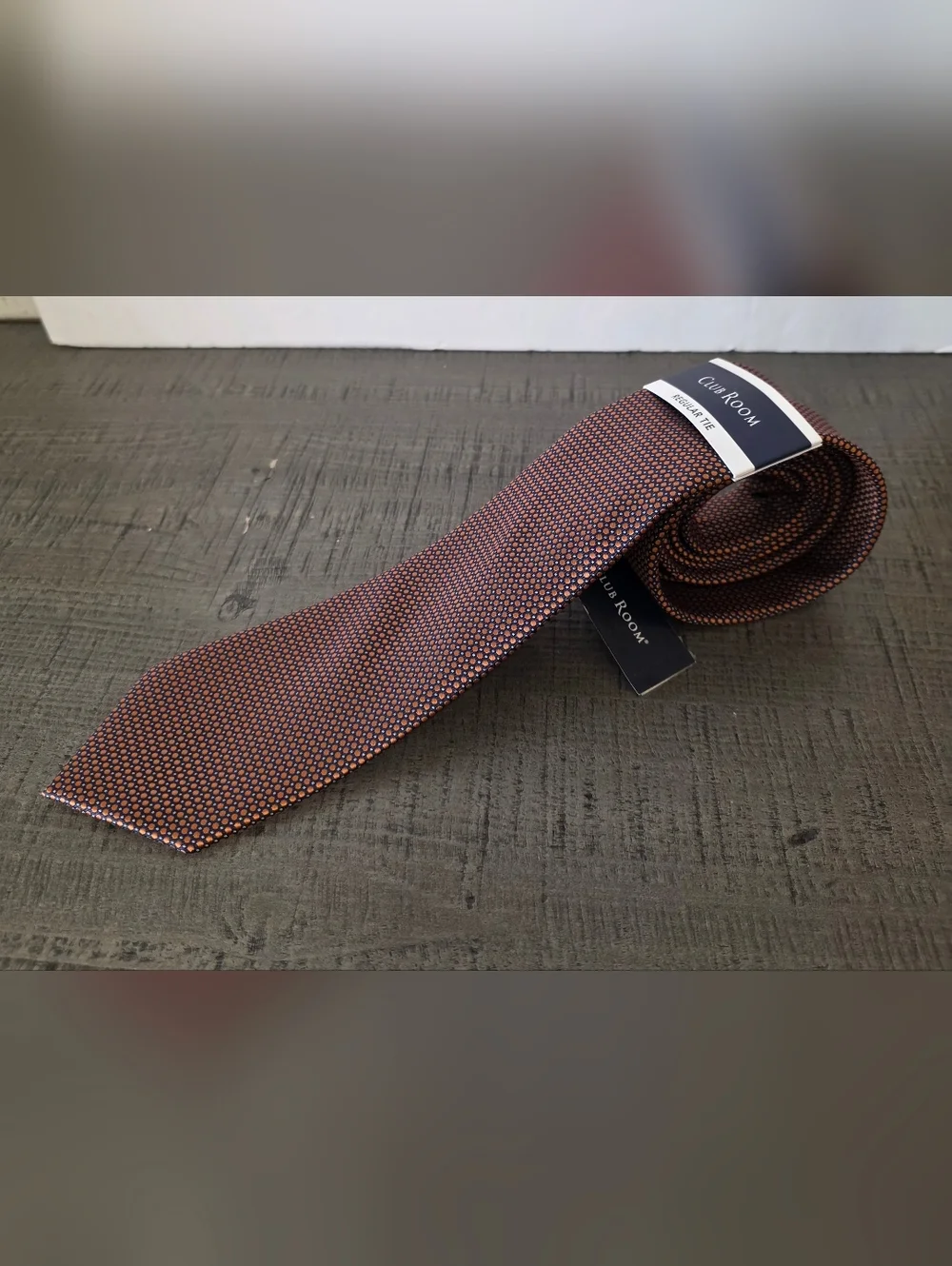 Club Room Men's Patterned Orange Necktie
